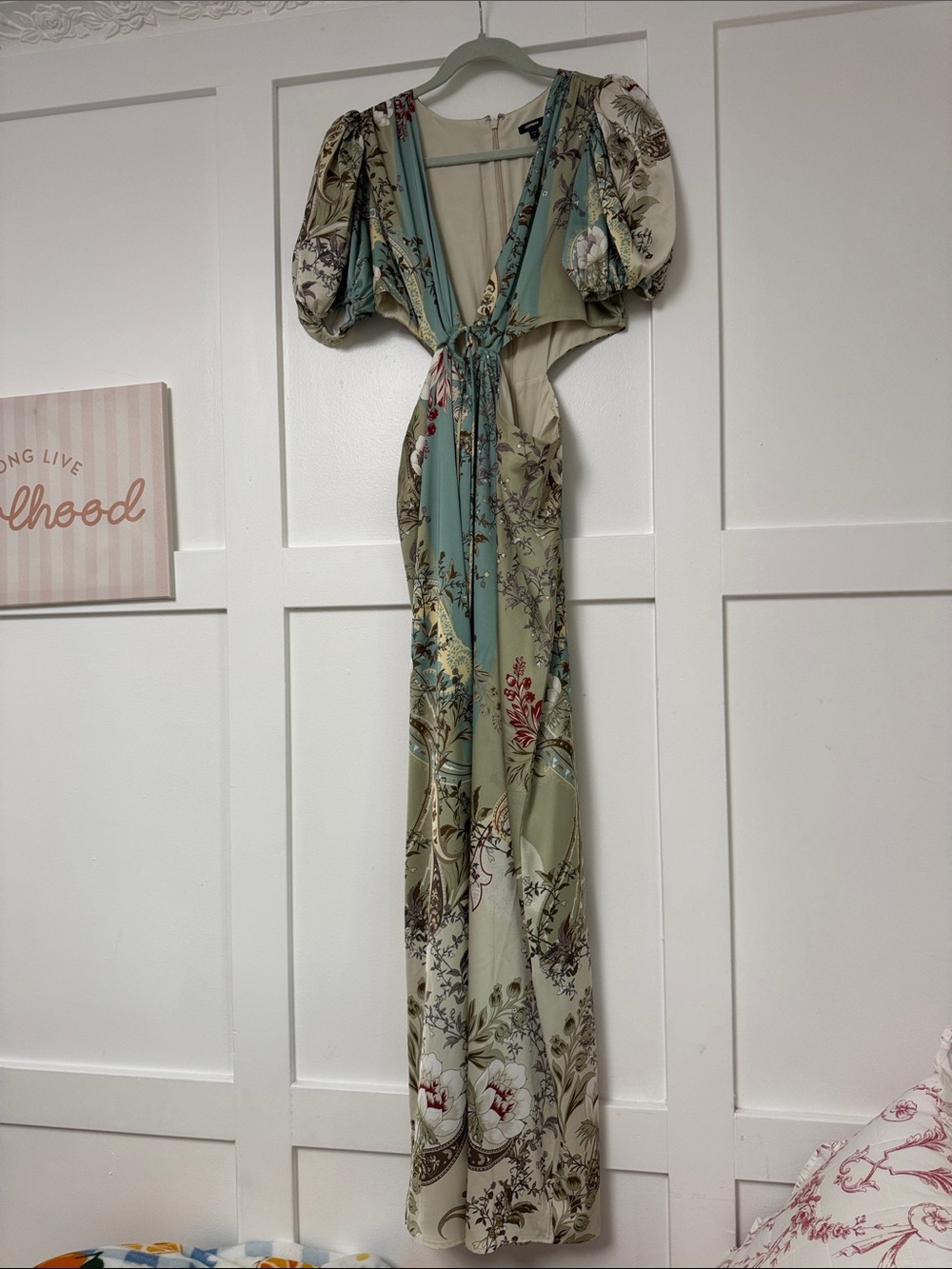 Express Floral Maxi Dress in Sage, Cream, and Teal